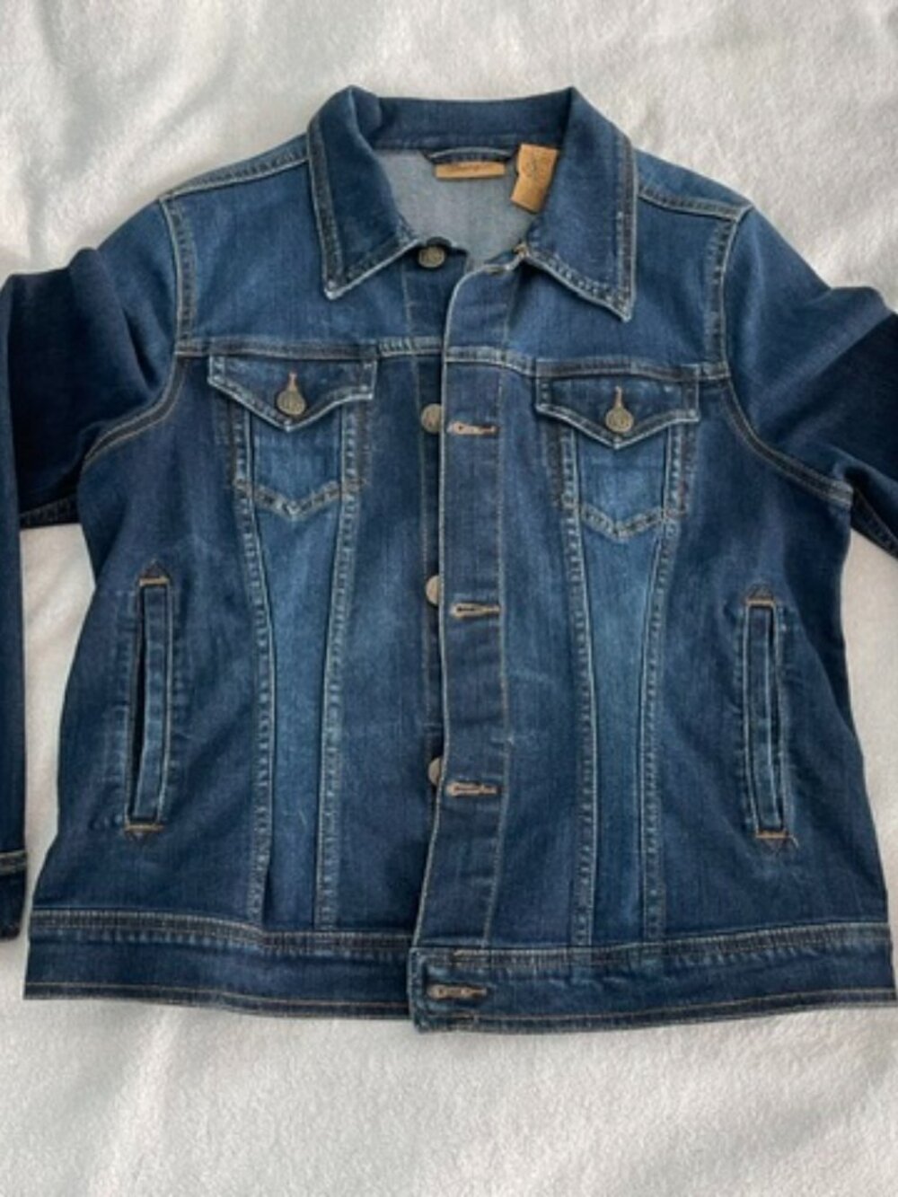 Vintage Wrangler Jean Jacket Small Stretch Classic Blue Denim Retro GUC Y2K